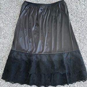 Elegant Black Lace Trim Skirt